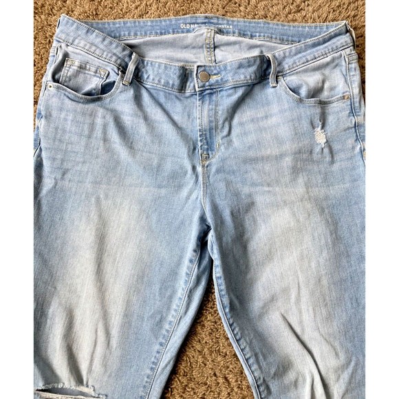 Old Navy Jeans Women's Size: 18 Low Rise Rockstar Super Skinny Light Blue Denim - Picture 2 of 14